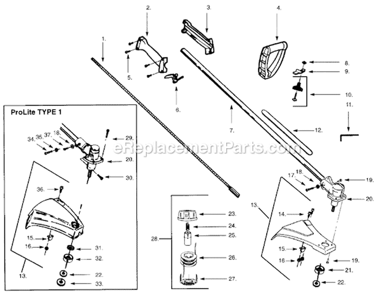 Page B Diagram and Parts List for XT45  Weed Eater Trimmer